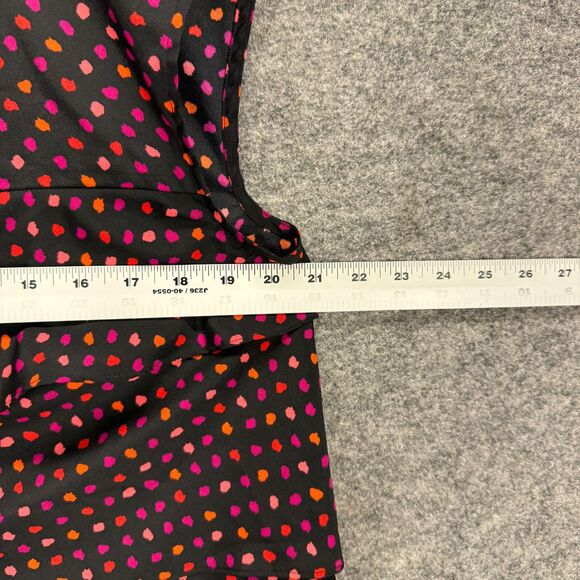 Loft Blouse Women L Large Black Geometric Ruffle Sleeveless Wide Strap Casual - Picture 5 of 7